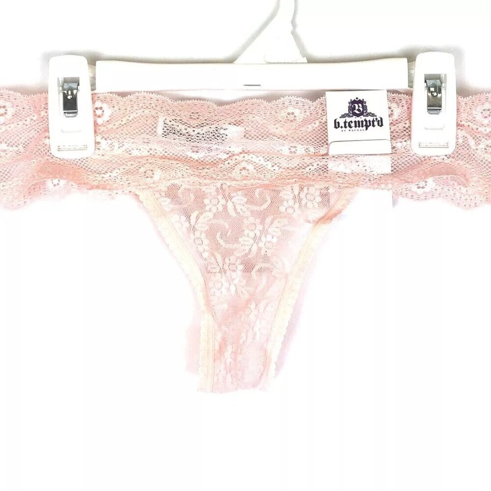 B.tempt’d, Women’s Pink Lace Thong Panties, Size Small